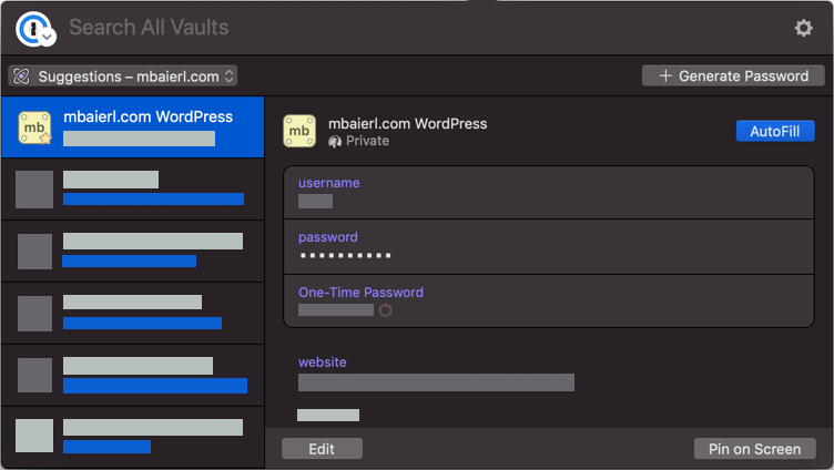 1Password - AutoFill im Browser