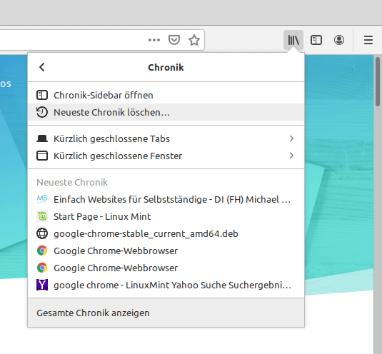 Browser Cache löschen: Neueste Chronik löschen in Mozilla Firefox unter Windows