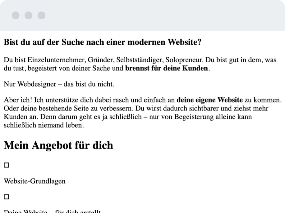Website ohne CSS
