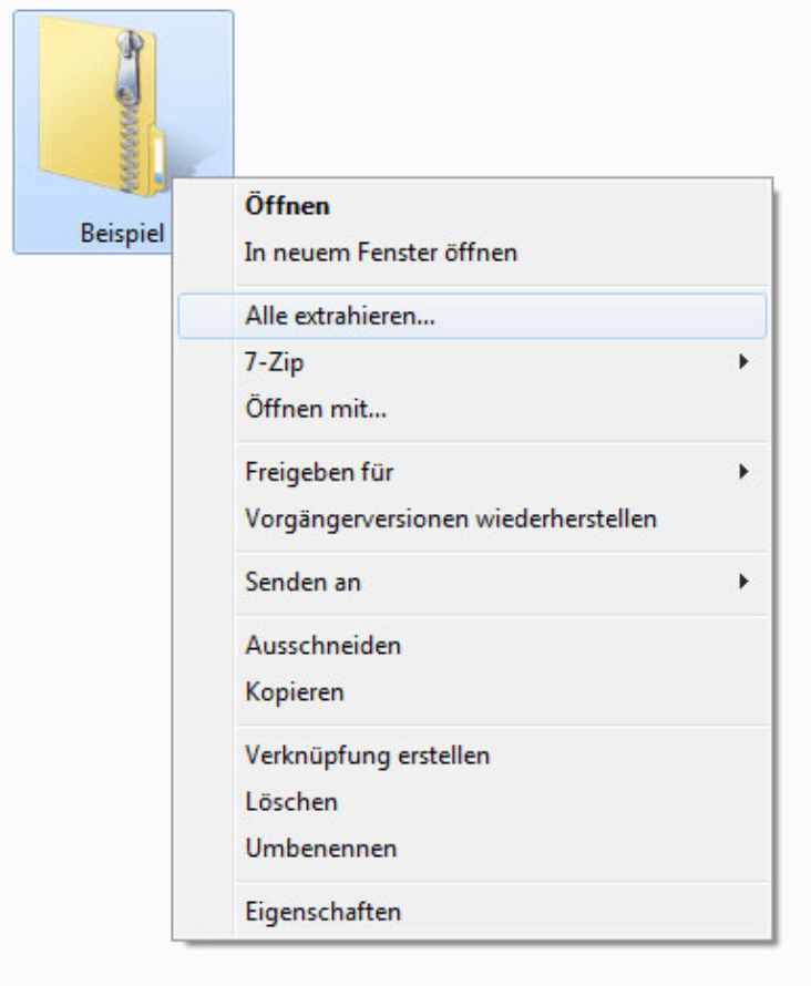 WordPress selbst installieren: Entpacken der ZIP-Datei unter Windows