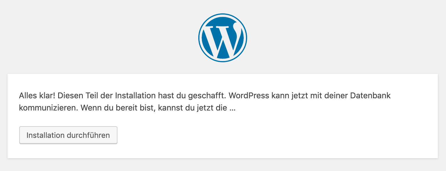WordPress selbst installieren: WordPress Installer - Datenbank-Verbindung erfolgreich