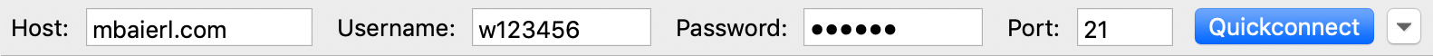 WordPress selbst installieren: Filezilla Quick Connect Bar