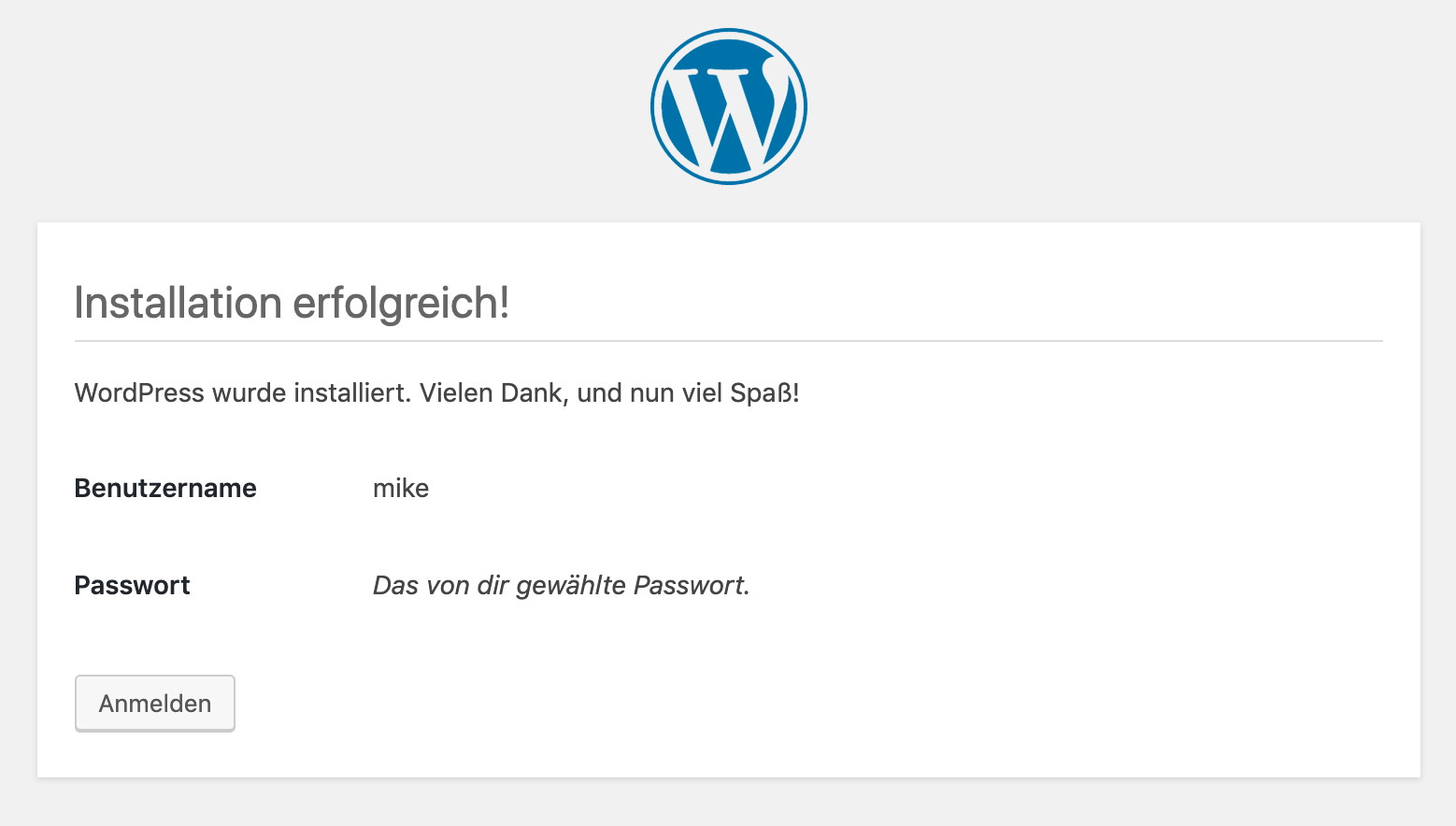 WordPress selbst installieren: WordPress Installer - Erfolgreiche Installation