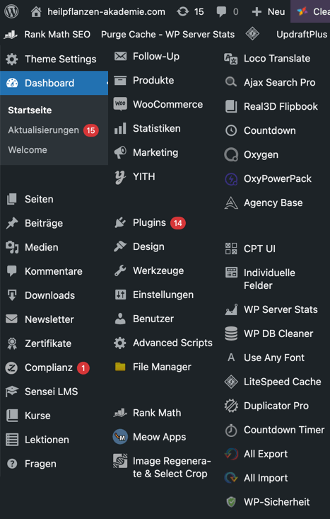 Admin menu madness