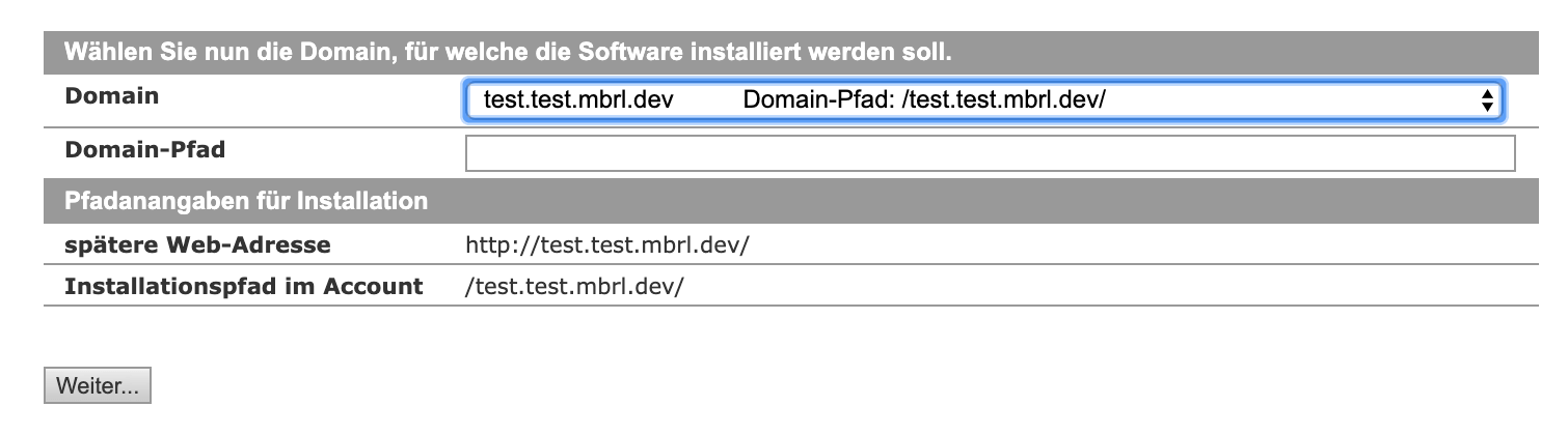 WordPress auf All-Inkl.com installieren: Domain auswählen