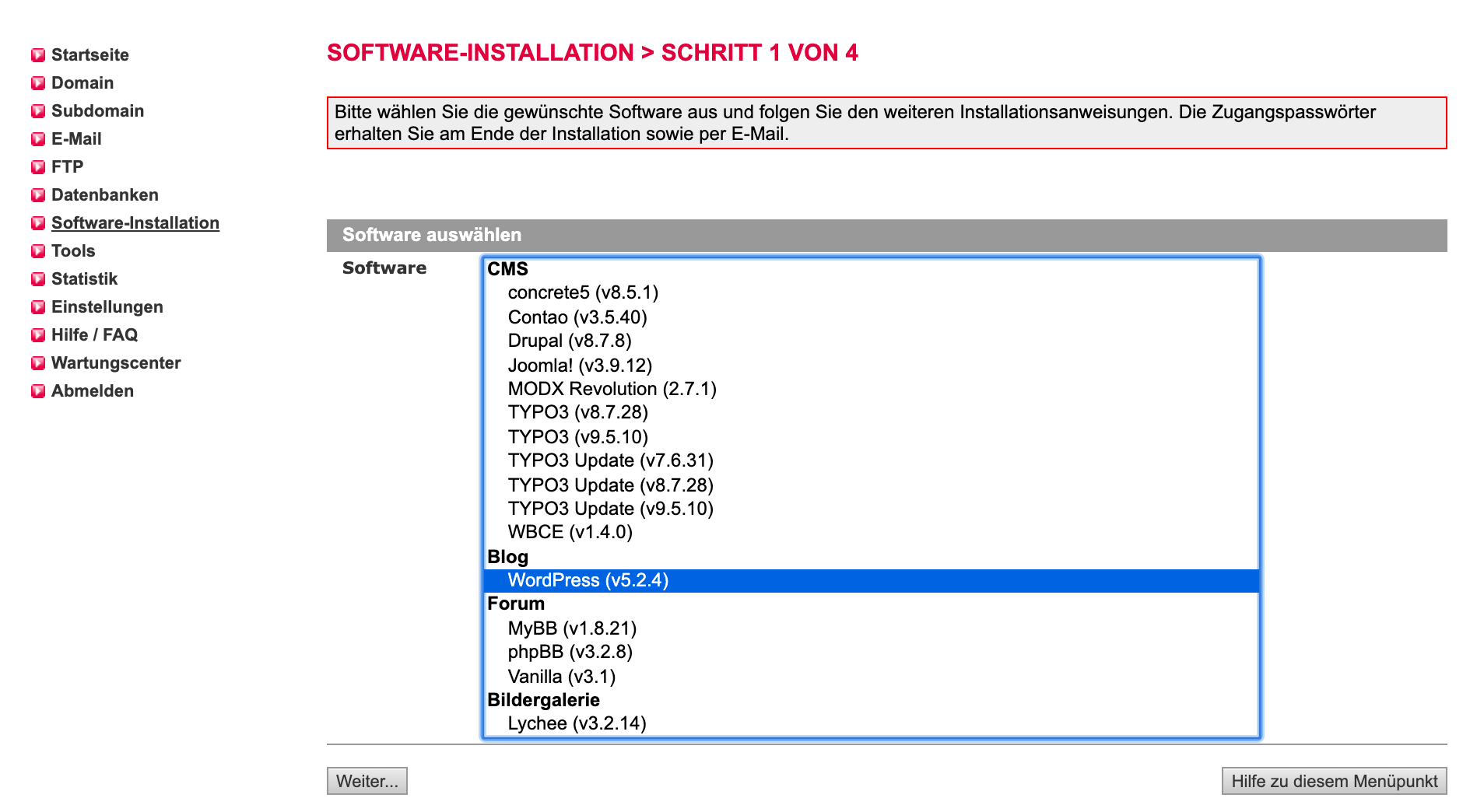 WordPress auf All-Inkl.com installieren: WordPress mit der Software-Installation installieren