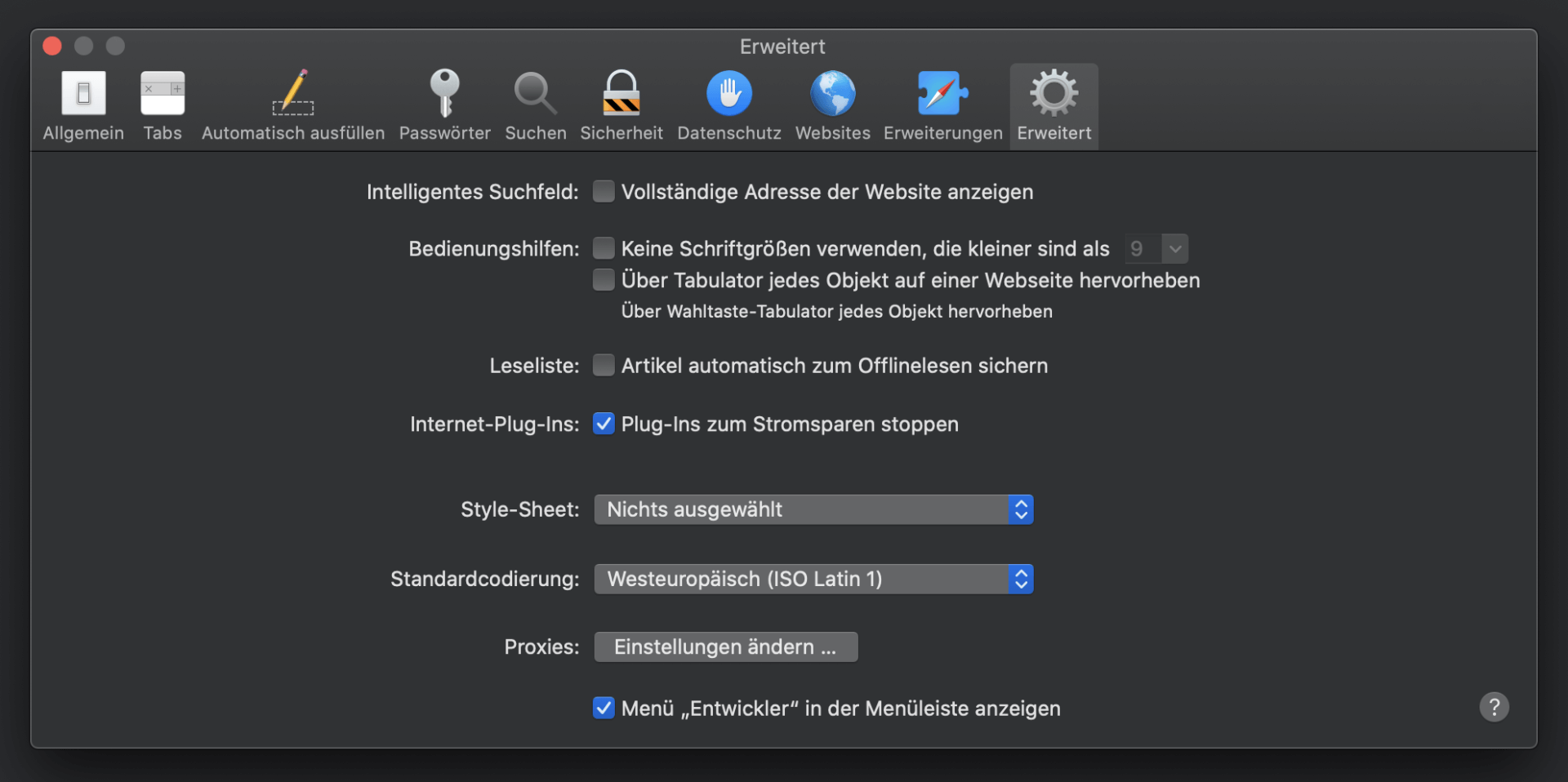 Browser Cache löschen: Entwicklermenü in Safari anzeigen