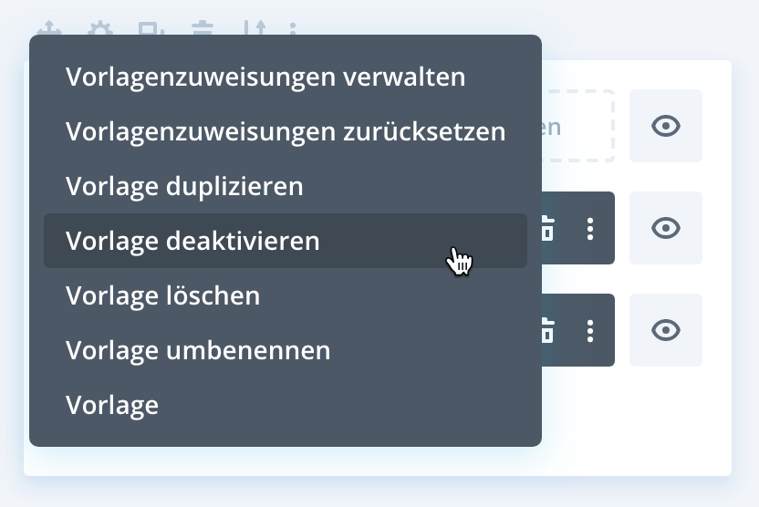 Divi: Vorlage deaktivieren, Schritt 2