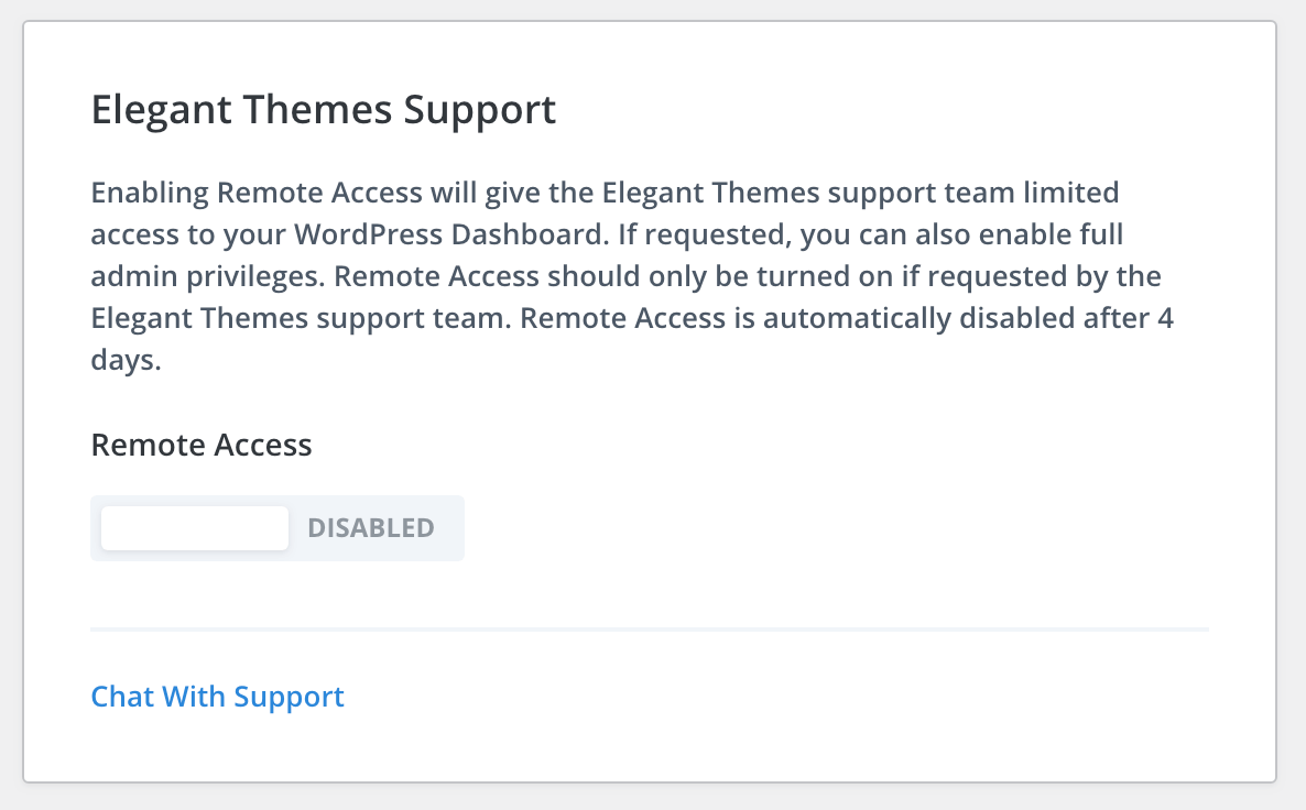 Easy access to WordPress for Divi support