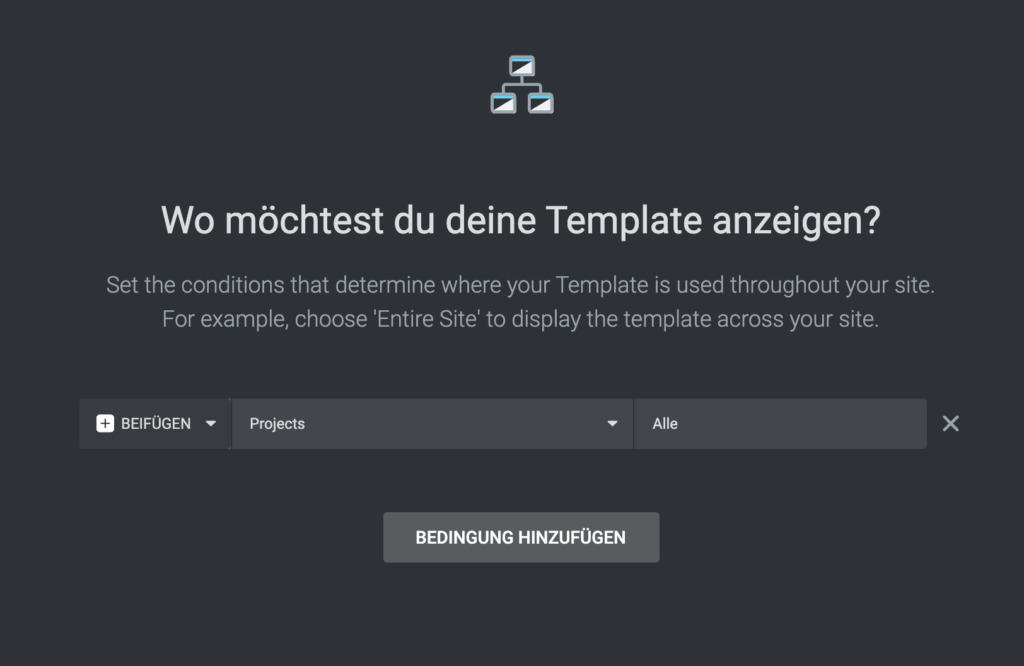 Elementor: Wo möchtest du dein Template anzeigen?