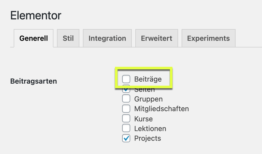 Elementor-Fehler: Elementor für Beiträge, Blog-Posts, Kurse usw. verwenden