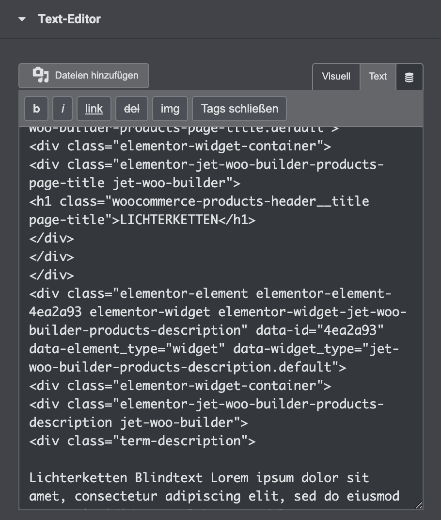 Elementor-Fehler: Text von Word in Elementor einfügen