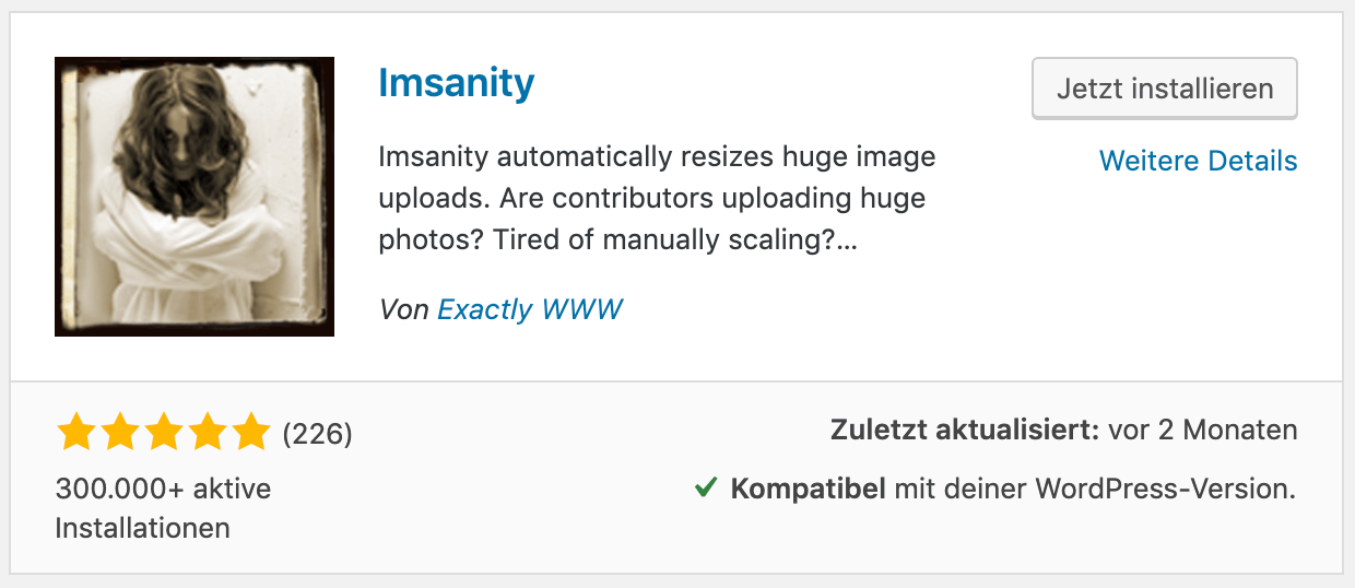 Das WordPress-Plugin Imsanity