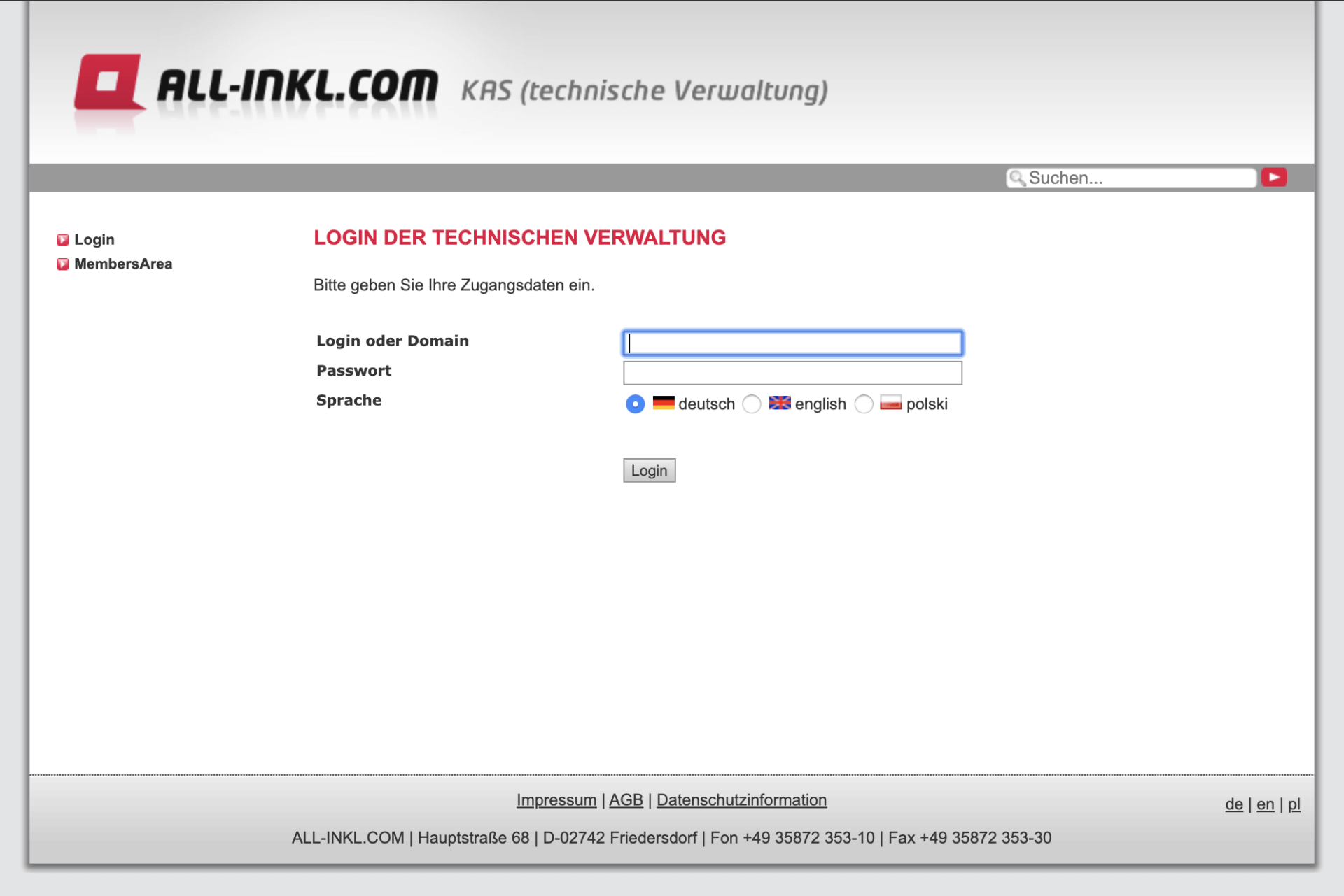 Business-E-Mail-Adresse anlegen: bei All-Inkl.com in der technischen Verwaltung anmelden