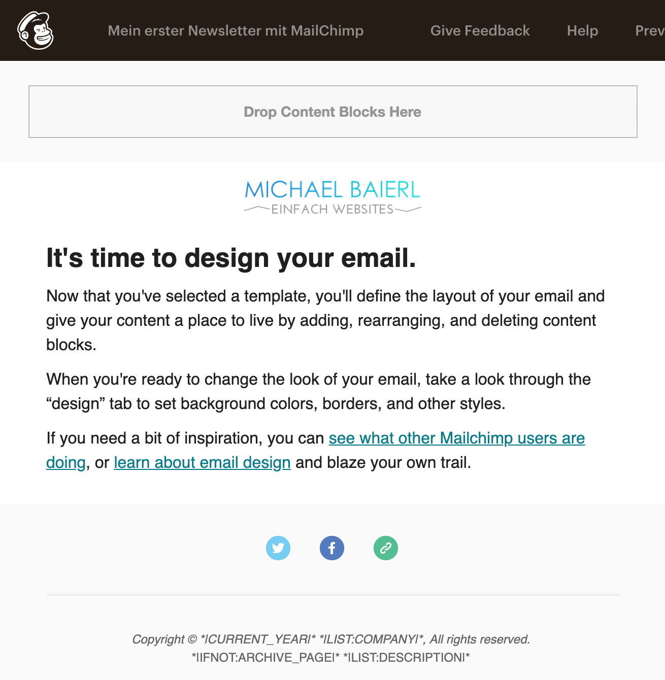 MailChimp Newsletter: Design your email
