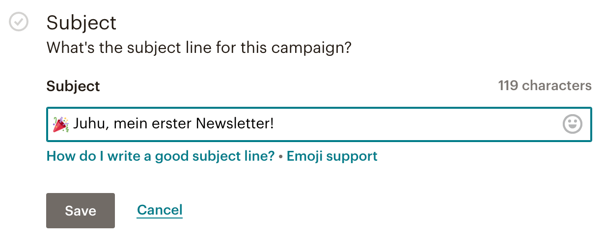 MailChimp Newsletter: Betreff mit Emojis