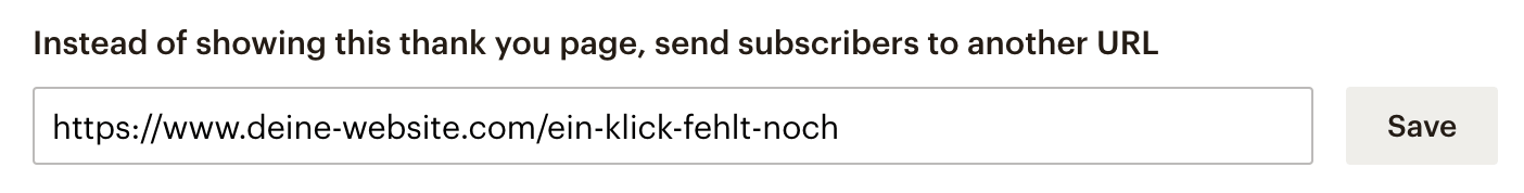MailChimp Setup: Eigene Signup Thank you page