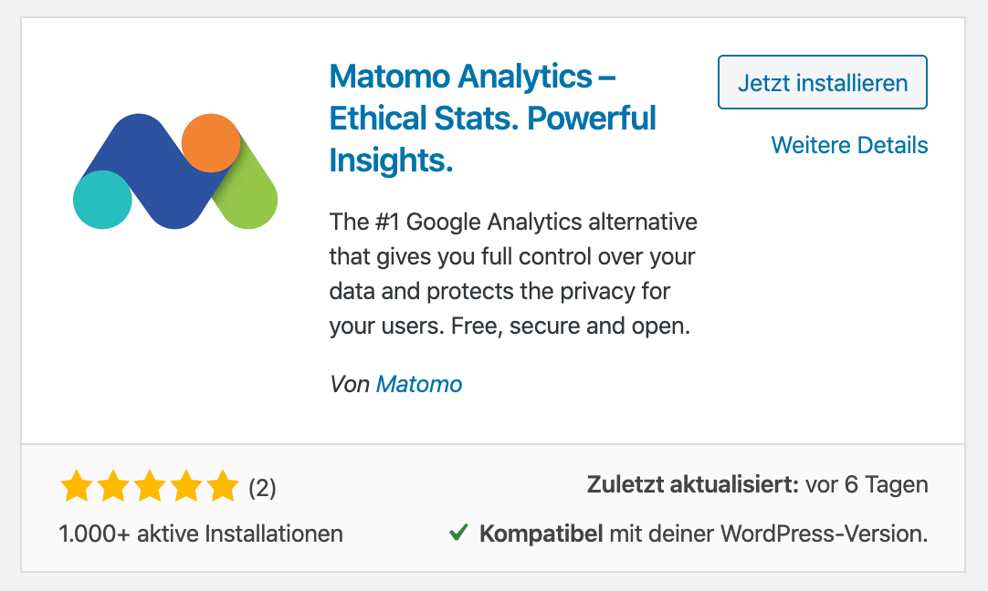 Matomo WordPress Plugin: Plugin installieren