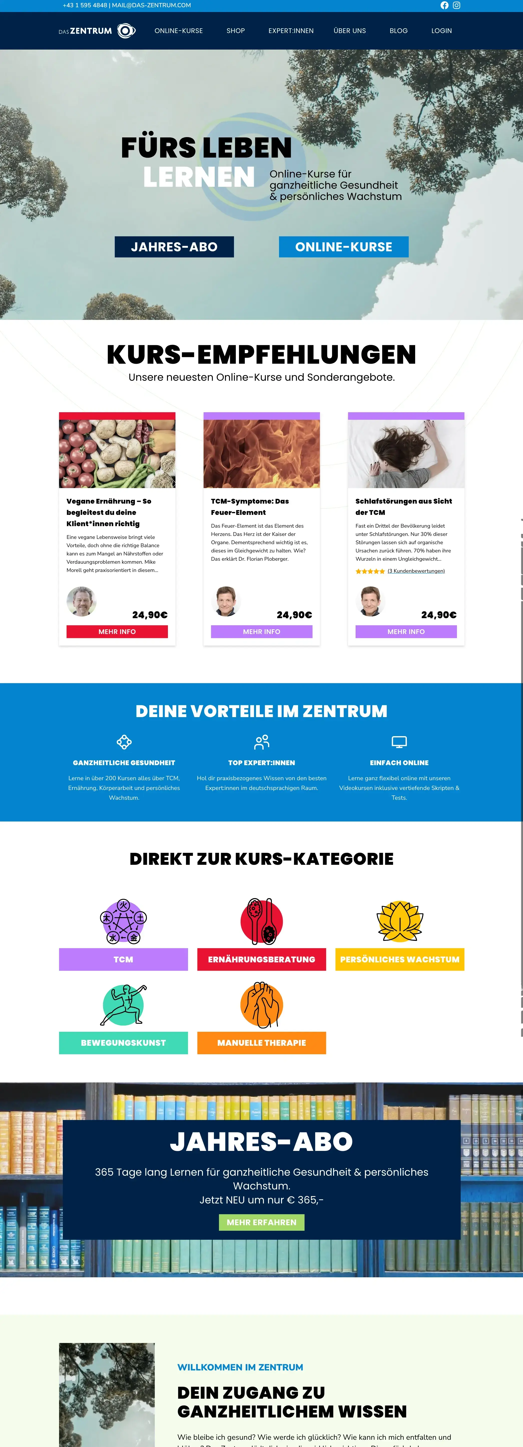 Das Zentrum: Kurs und Shop inkl. Abofunktion