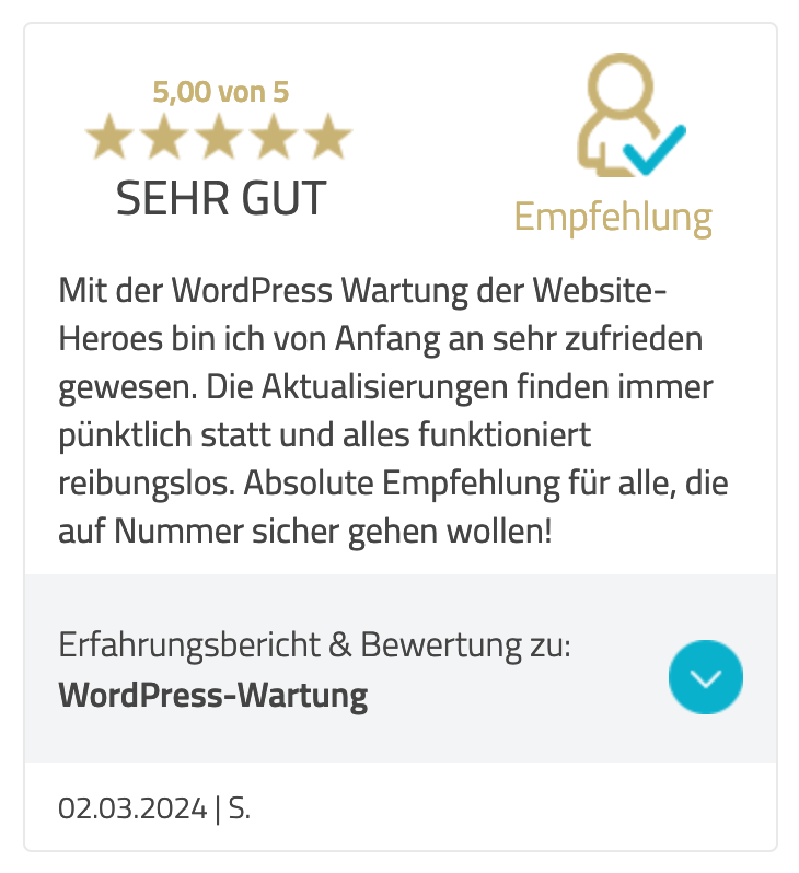 Kundenstimme WordPress-Wartung von S.