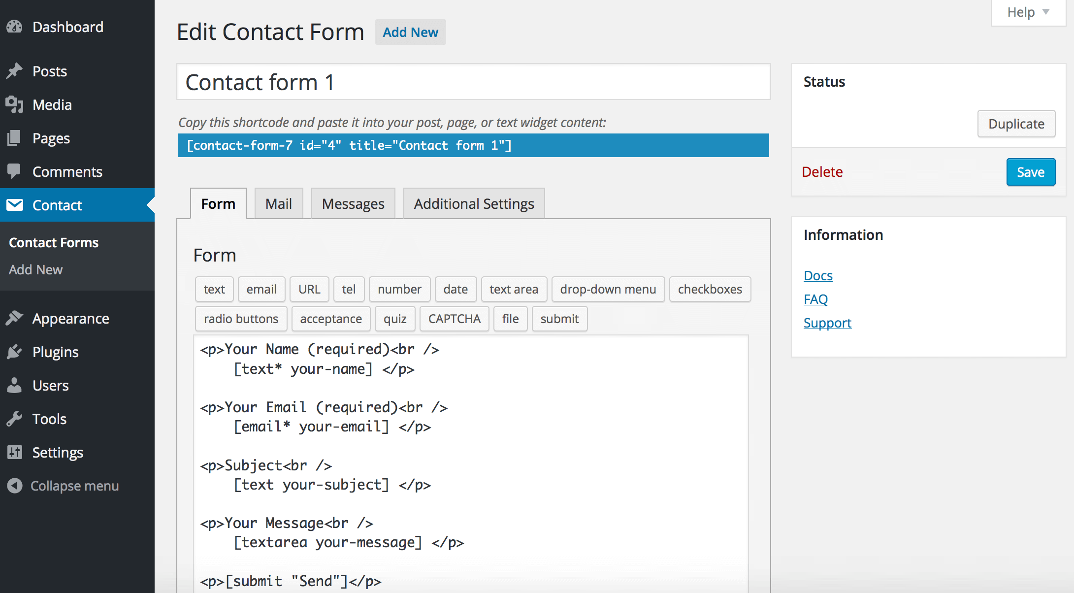 Obsolete: Contact Form 7