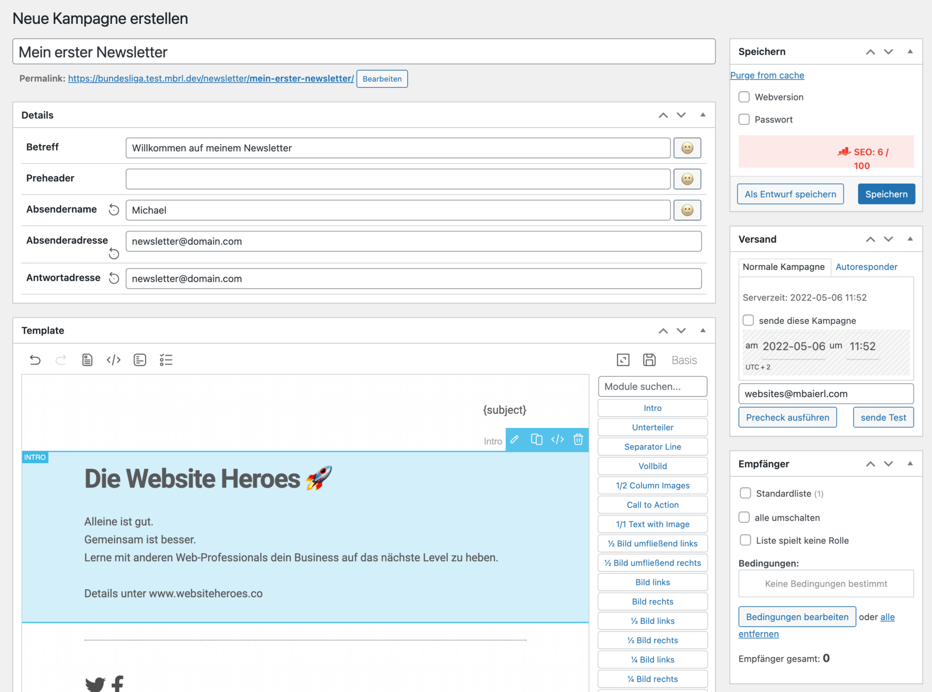 Mailster - der erste Newsletter