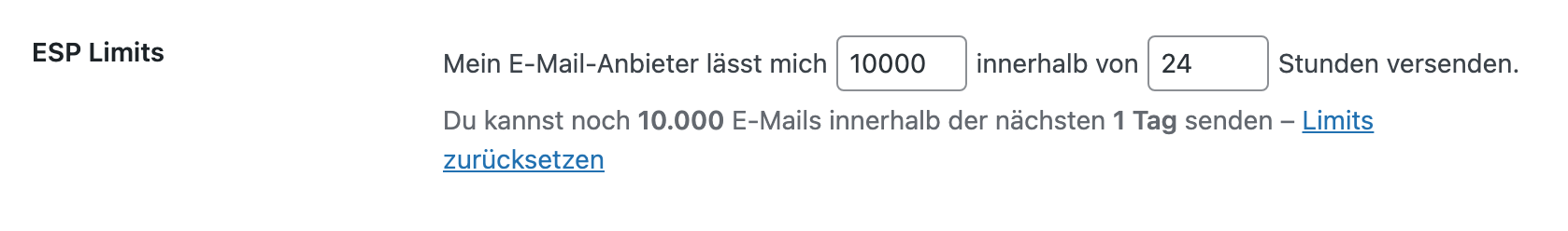 Mailster Sende-Limits