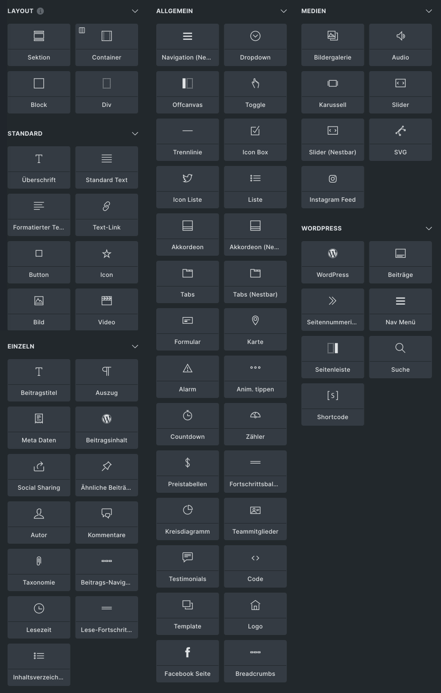 All widgets from Bricks