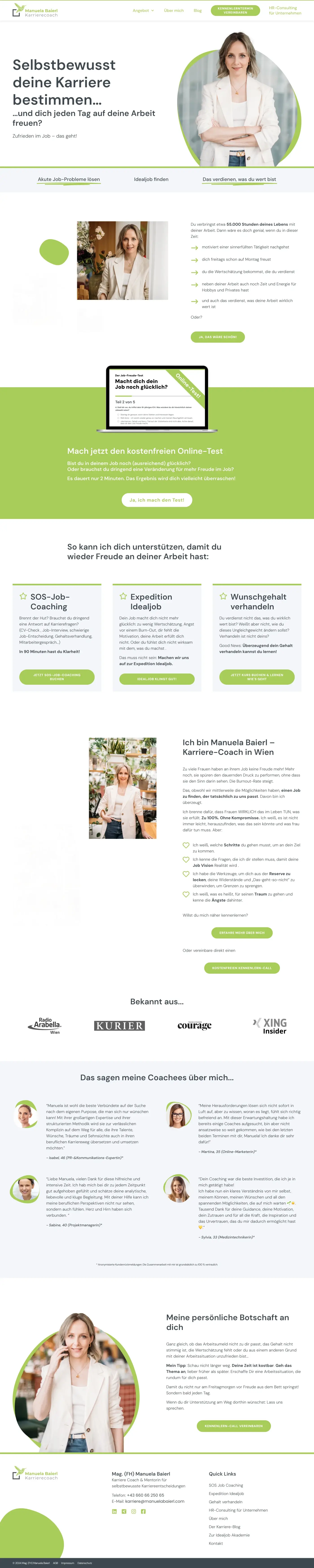 Karriere-Website inklusive Online-Kursen und Online-Verkauf von Coachings - mit WordPress