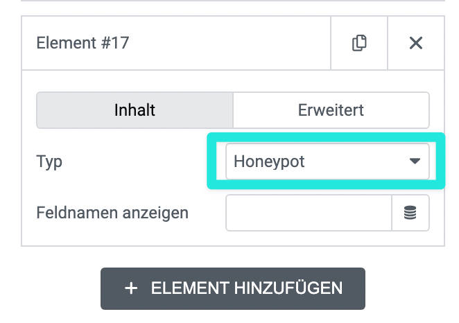 Elementor Honeypot field