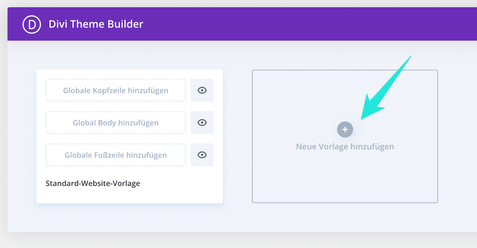 Füge eine neue Vorlage im Divi Theme Builder hinzu