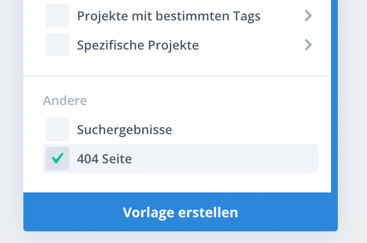 Divi Vorlageneinstellungen für eine 404 Seite