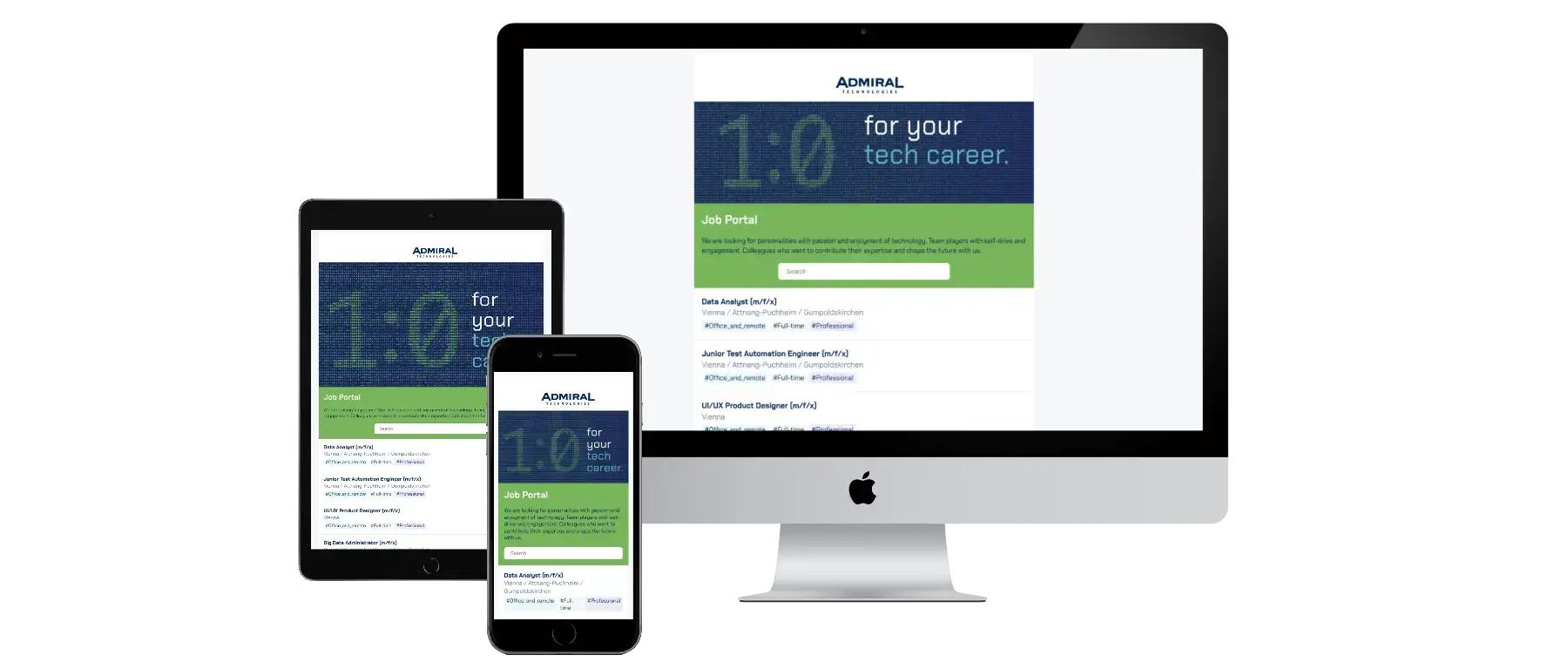 Karriere-Website für ADMIRAL Technologies mit WordPress und FSE / Gutenberg