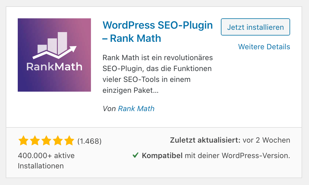 Rank Math SEO Plugin: Das Plugin in WordPress Plugin Directory