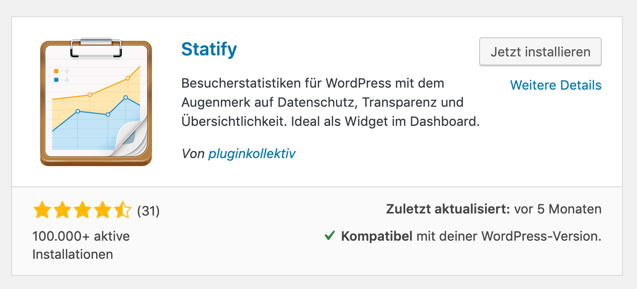 Statify WordPress statistics: The Statify plugin in the WordPress plugin repository