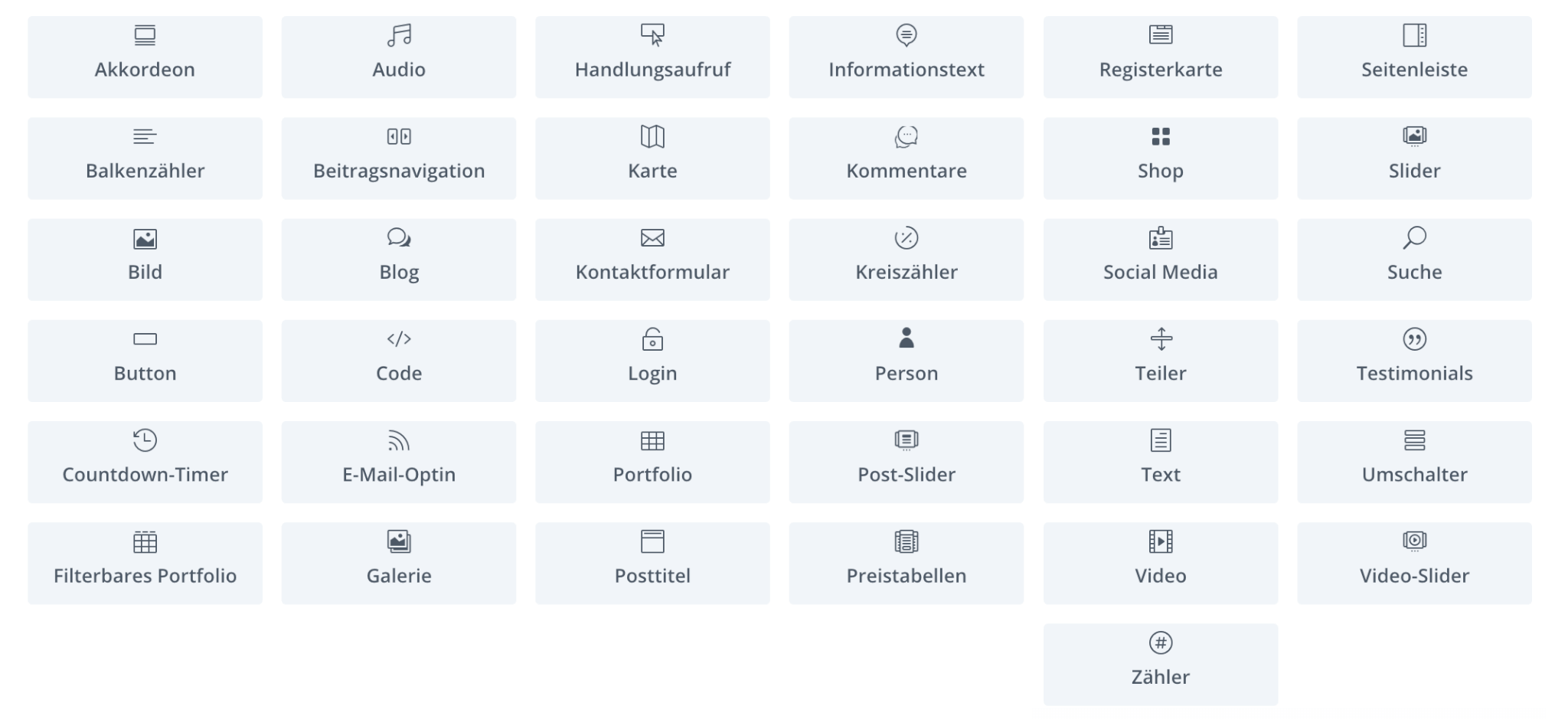 Vorteil von Divi: die vielen Module