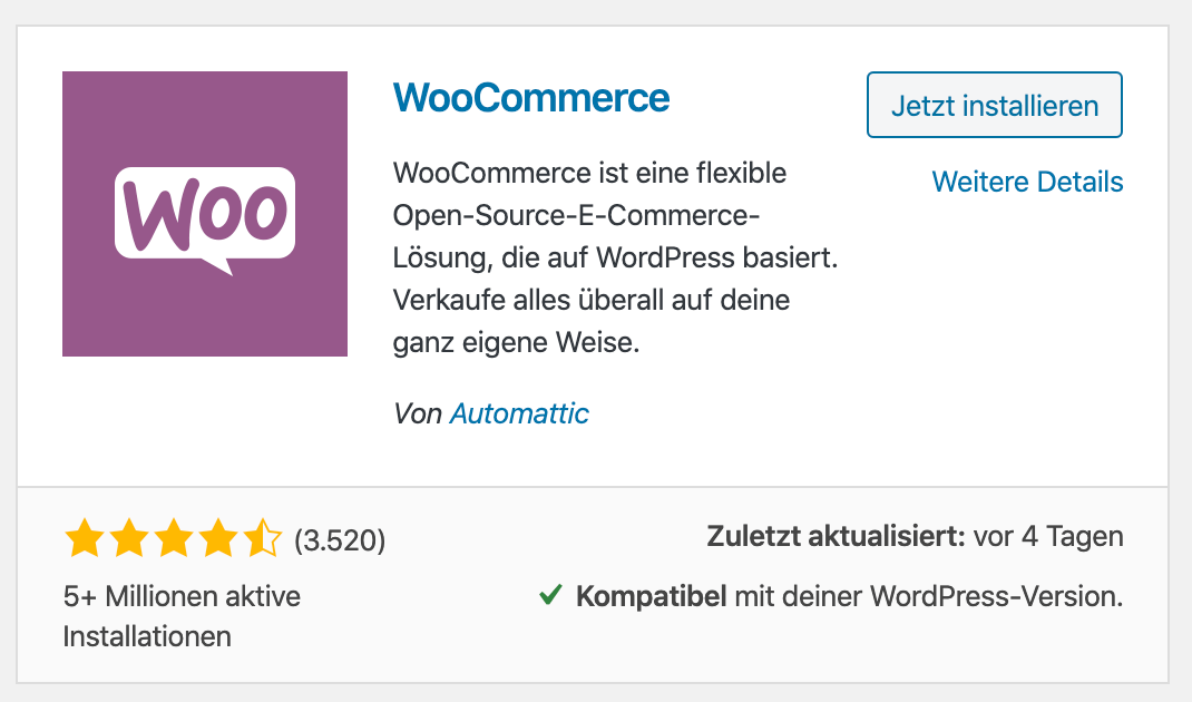 WordPress Online Shop: WooCommerce installieren