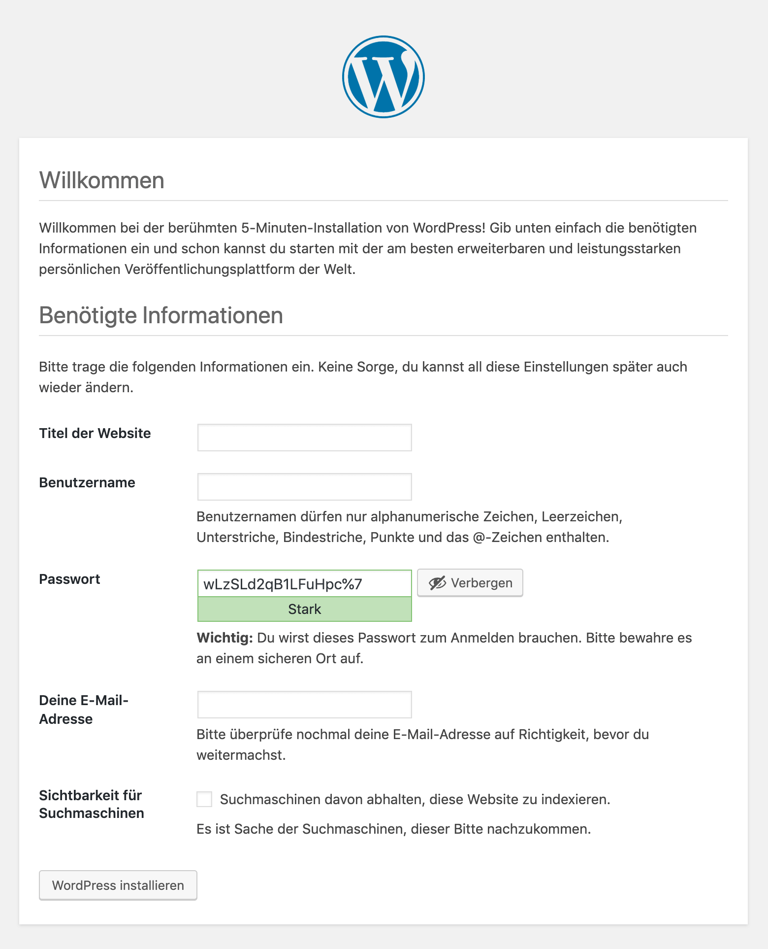 WordPress selbst installieren: WordPress Installer - 5-Minuten-Installation