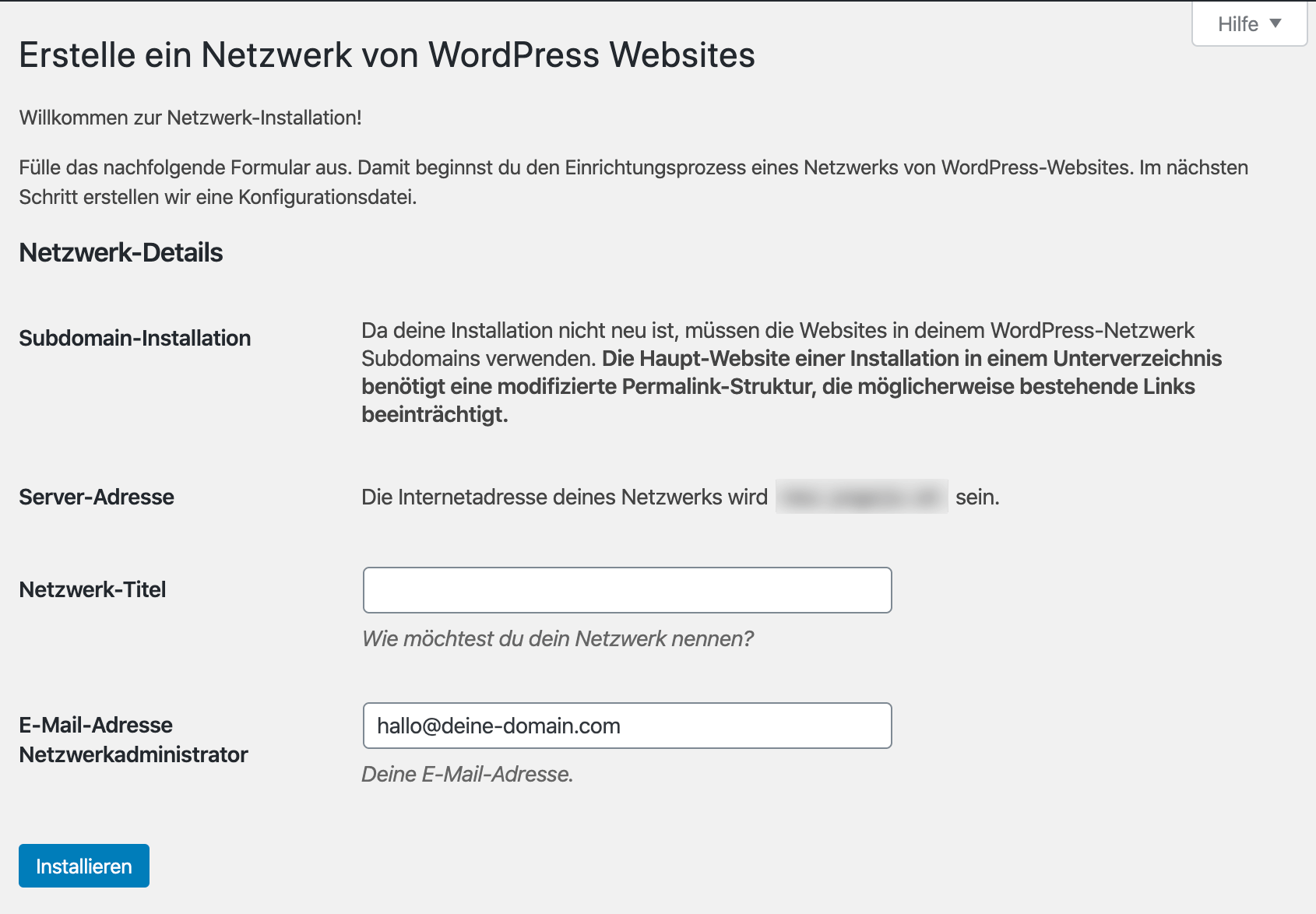 WordPress Multisite Netzwerk: Erstelle ein Netzwerk von WordPress Websites - Wizard