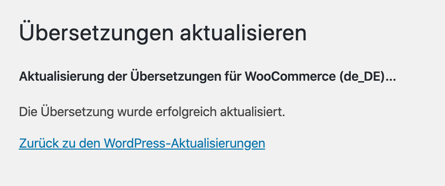 WooCommerce in falscher Sprache: WordPress Übersetzungen aktualisieren