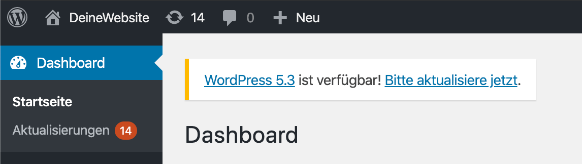 WordPress Updates: Hinweis auf neue Updates