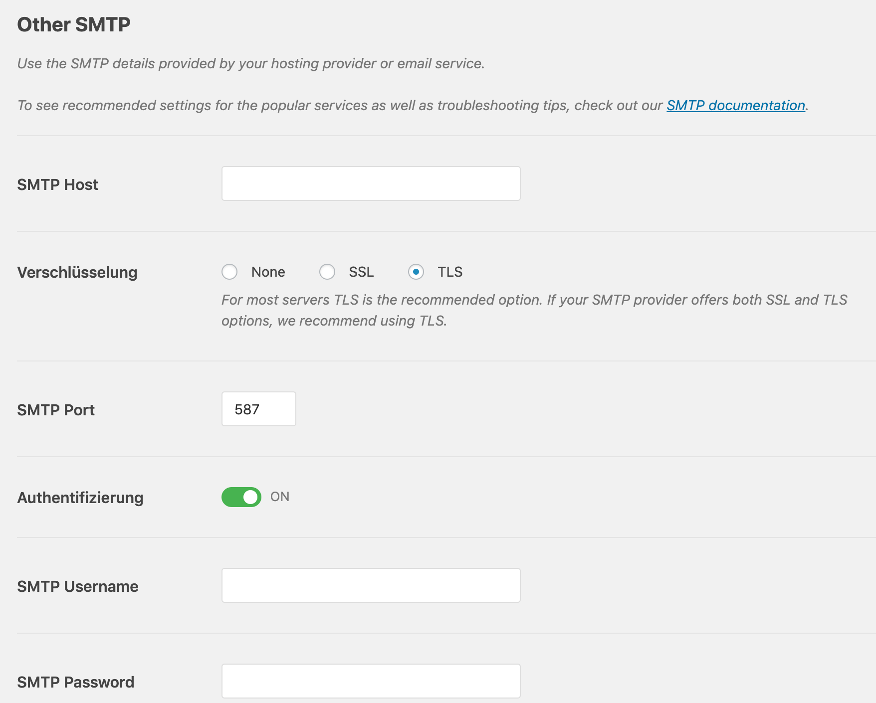 WP Mail SMTP - Einstellungen